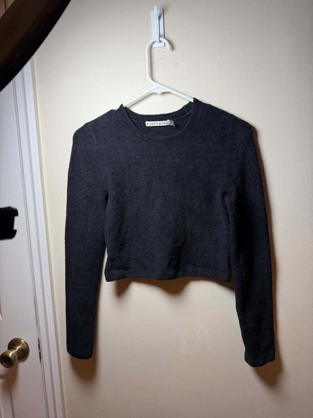 Alice + Olivia Black Fuzzy Sweater Size S/P